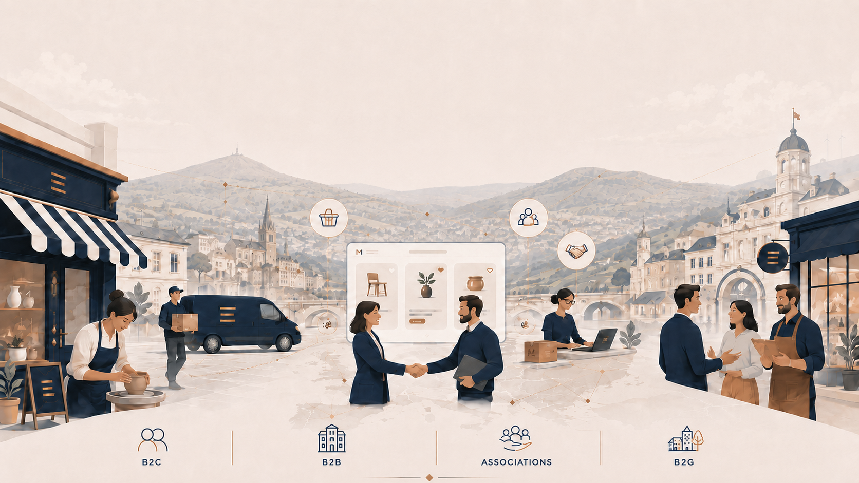 Illustration Menthys, boutique en ligne pour les entreprises.